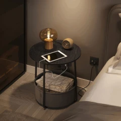 Odkládací stolek 45x45x50cm, mdf, černá, AKF-E1028 BK