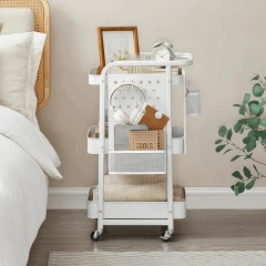 Pojízdný úložný vozík bílá, APV-E1037 WT