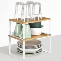 Polička, bambus, bílá, AUK-E1002 NAT