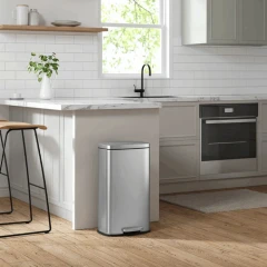 Koš na odpadky, kov, stříbrná, AUK-E1103 CR