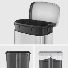 Koš na odpadky, kov, stříbrná, AUK-E1103 CR