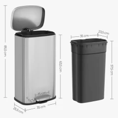 Koš na odpadky, kov, stříbrná, AUK-E1103 CR