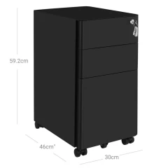 Kancelářský kontejner 30x46x59cm, kov, černá, AUK-E1130 BK