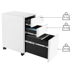 Kancelářský kontejner 30x46x59cm, kov, bílá, AUK-E1130 WT