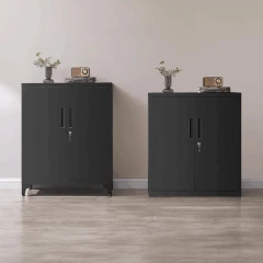 Komoda 80x40x90cm, kov, černá, AUS-E1113 BK