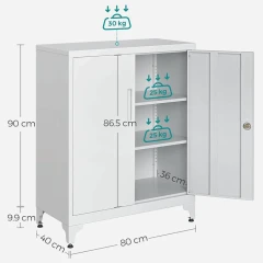 Komoda 80x40x90cm, kov, bílá, AUS-E1113 WT