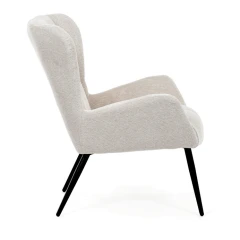 Křeslo ušák, béžová, látka, AK-H9206 CRM2