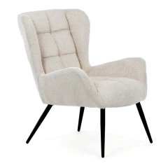 Křeslo ušák, béžová, látka, AK-H9206 CRM2