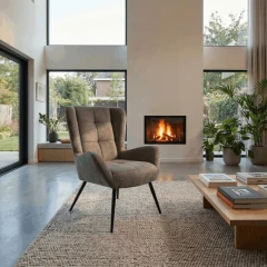 Křeslo ušák, šedá, látka, AK-H9206 GREY2