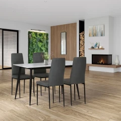 Jídelní set s 4 židlemi, 130x70x76cm, keramika, mramor, ASE-1004 GREY2