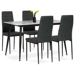 Jídelní set s 4 židlemi, 130x70x76cm, keramika, mramor, ASE-1004 BK2