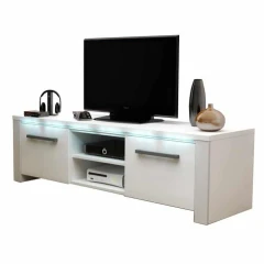 TV stolek, bílá / bílý extra vysoký lesk, MANHAN