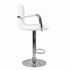 Barová židle, bílá ekokůže / chrom, Leora New