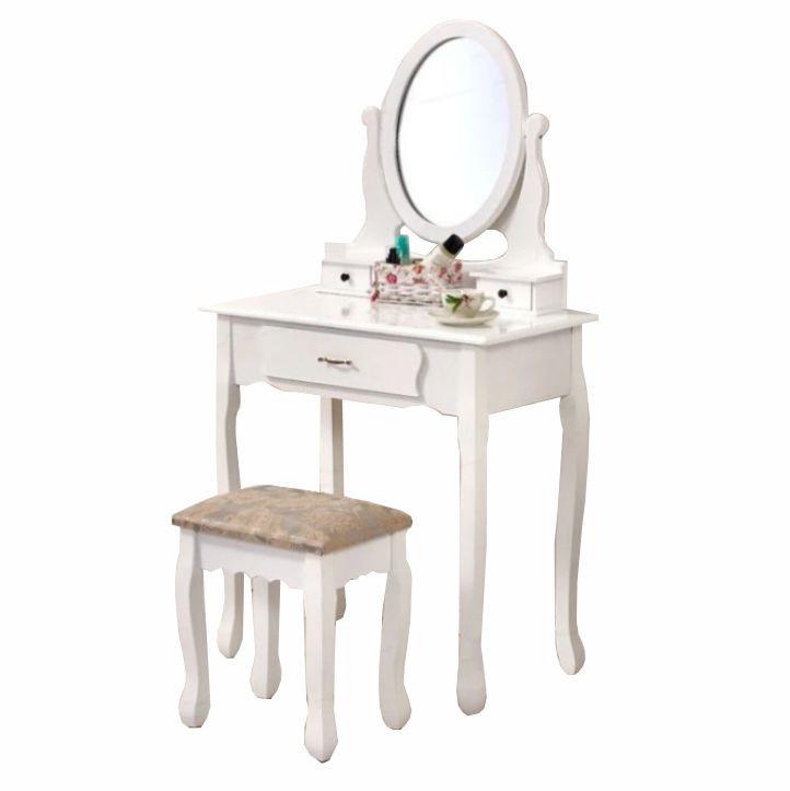 Levně Tempo Kondela Toaletní stolek s taburetem LINET New - bílá / stříbrná + kupón KONDELA10 na okamžitou slevu 3% (kupón uplatníte v košíku)