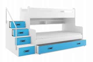 Patrová postel Maty NEW s úložným prostorem bílá/modrá