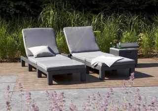 Zahradní lehátko z umělého ratanu DAYTONA (antracit)