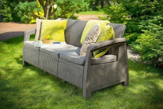 Zahradní ratanová pohovka CORFU LOVE SEAT MAX (cappuccino)