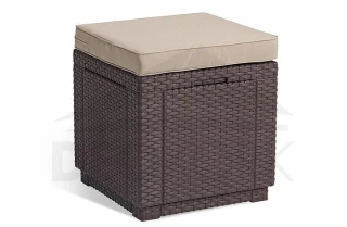 Zahradní ratanový taburet CUBE (hnědý) ZDARMA PODUŠKA