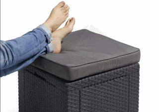 Zahradní ratanový taburet CUBE (hnědý) ZDARMA PODUŠKA