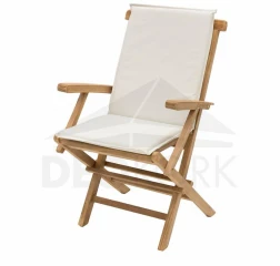 Zahradní skládací křeslo s poduškou IVORY (teak)