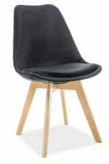 Jídelní čalouněná židle DIOR VELVET černá/buk