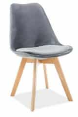 Jídelní čalouněná židle DIOR VELVET šedá/buk