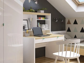 Šuplík do psacího stolu Princeton SZU/BIU - bílý lesk/šedá č.3