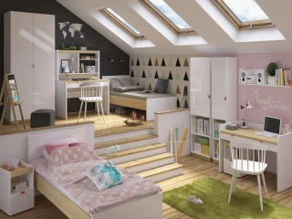 Šuplík do psacího stolu Princeton SZU/BIU - bílý lesk/šedá č.4