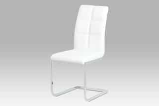 Jídelní židle koženka bílá / chrom DCH-851 WT