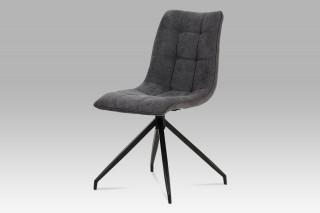 Jídelní židle, šedá látka + ekokůže, kov antracit HC-396 GREY2