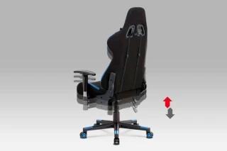 Kancelářská židle, modrá-černá látka, houpací mech, plastový kříž KA-F02 BLUE