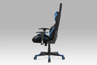 Kancelářská židle, modrá-černá látka, houpací mech, plastový kříž KA-F02 BLUE