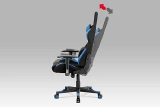 Kancelářská židle, modrá-černá látka, houpací mech, plastový kříž KA-F02 BLUE