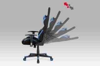 Kancelářská židle, modrá-černá látka, houpací mech, plastový kříž KA-F02 BLUE