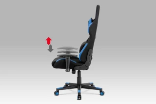 Kancelářská židle, modrá-černá látka, houpací mech, plastový kříž KA-F02 BLUE