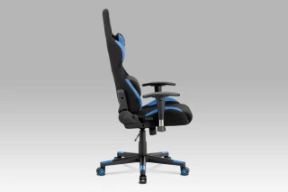 Kancelářská židle, modrá-černá látka, houpací mech, plastový kříž KA-F02 BLUE
