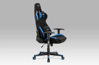 Kancelářská židle, modrá-černá látka, houpací mech, plastový kříž KA-F02 BLUE