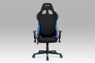 Kancelářská židle, modrá-černá látka, houpací mech, plastový kříž KA-F02 BLUE