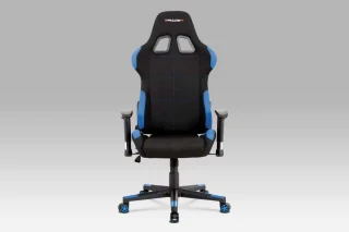 Kancelářská židle, modrá-černá látka, houpací mech, plastový kříž KA-F02 BLUE