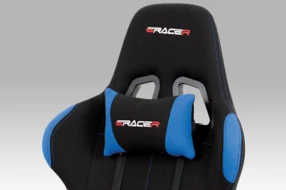 Kancelářská židle, modrá-černá látka, houpací mech, plastový kříž KA-F02 BLUE