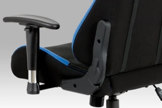 Kancelářská židle, modrá-černá látka, houpací mech, plastový kříž KA-F02 BLUE
