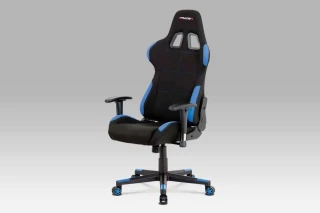 Kancelářská židle, modrá-černá látka, houpací mech, plastový kříž KA-F02 BLUE
