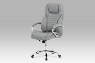 Kancelářská židle, šedá ekokůže, chrom kříž, houpací mechanismus KA-G194 GREY