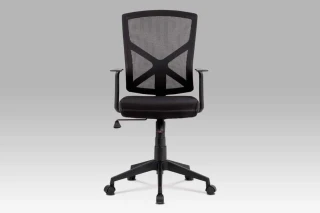 Kancelářská židle, černá MESH+síťovina, plastový kříž, houpací mechanismus KA-H102 BK