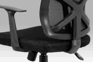 Kancelářská židle, černá MESH+síťovina, plastový kříž, houpací mechanismus KA-H102 BK