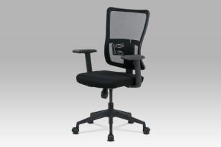 Kancelářská židle, černá látka+síťovina, houpací mech., plastový kříž KA-M02 BK