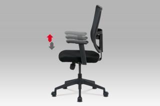 Kancelářská židle, černá látka+síťovina, houpací mech., plastový kříž KA-M02 BK