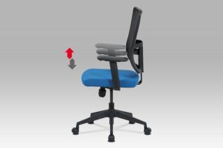 Kancelářská židle, modrá látka+černá síťovina, houpací mech., plastový kříž KA-M02 BLUE