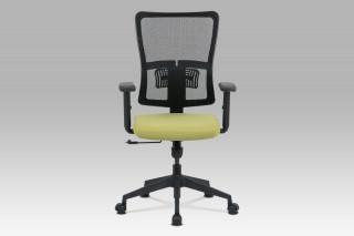 Kancelářská židle, zelená látka+černá síťovina, houpací mech., plastový kříž KA-M02 GRN