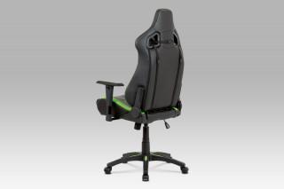 Kancelářská židle, černá+zelená ekokůže, houpací mech, plastový kříž KA-N774 GRN